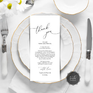 Modern Wedding Dinner Place Setting Thank You Card