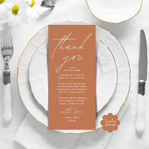 Modern Wedding Dinner Place Setting Thank You Card