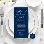 Modern Wedding Dinner Place Setting Thank You Card<br><div class="desc">This is the Modern editable card, in minimalist script design, navy blue theme, wedding dinner / brunch / lunch celebration Place Setting Thank You Cards. Share the love and show your appreciation to your guests, when they sit down at their seat and read this personalised charming thank you place setting...</div>