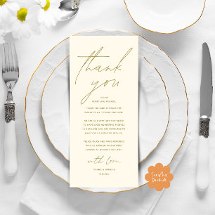 Modern Wedding Dinner Place Setting Thank You Card