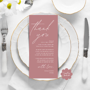Modern Wedding Dinner Place Setting Thank You Card