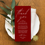Modern Wedding Dinner Place Setting Thank You Card<br><div class="desc">This is the Modern editable card, in minimalist script design, burgundy wine red theme, wedding dinner / brunch / lunch celebration Place Setting Thank You Cards. Share the love and show your appreciation to your guests, when they sit down at their seat and read this personalised charming thank you place...</div>