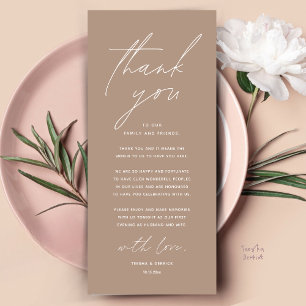 Modern Wedding Dinner Place Setting Thank You Card
