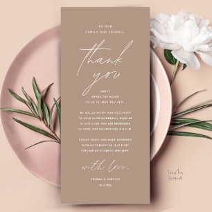 Modern Wedding Dinner Place Setting Thank You Card