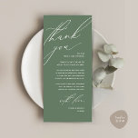 Modern Wedding Dinner Place Setting Thank You Card<br><div class="desc">Share the love and show your appreciation to your guests, in forest sage green, when they sit down at their seat and read this personalised charming thank you place card in black and white themed. It's a wonderful way to kick off your special day celebration! This card is sure to...</div>