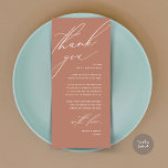Modern Wedding Dinner Place Setting Thank You Card<br><div class="desc">Share the love and show your appreciation to your guests, in terracotta earthy brown, when they sit down at their seat and read this personalised charming thank you place card in black and white themed. It's a wonderful way to kick off your special day celebration! This card is sure to...</div>
