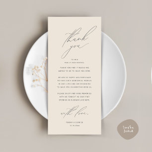 Modern Wedding Dinner Place Setting Thank You Card