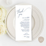 Modern Wedding Dinner Place Setting Thank You Card<br><div class="desc">Introducing the perfect finishing touch to your wedding reception - our elegant aesthetic navy blue Wedding Thank You Place Setting Cards, with card title "Thank you" ! Designed to express your heartfelt appreciation for each guest's presence on your special day, these cards are the ideal way to add a personal...</div>