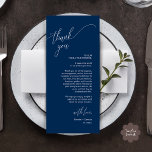 Modern Wedding Dinner Place Setting Thank You Card<br><div class="desc">Introducing the perfect finishing touch to your wedding reception - our elegant aesthetic navy blue Wedding Thank You Place Setting Cards, with card title "Thank you" ! Designed to express your heartfelt appreciation for each guest's presence on your special day, these cards are the ideal way to add a personal...</div>