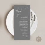 Modern Wedding Dinner Place Setting Thank You Card<br><div class="desc">Introducing the perfect finishing touch to your wedding reception - our elegant aesthetic dark grey Wedding Thank You Place Setting Cards, with card title "Thank you" ! Designed to express your heartfelt appreciation for each guest's presence on your special day, these cards are the ideal way to add a personal...</div>
