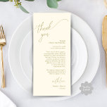 Modern Wedding Dinner Place Setting Thank You Card<br><div class="desc">Introducing the perfect finishing touch to your wedding reception - our elegant aesthetic yellow gold Wedding Thank You Place Setting Cards, with card title "Thank you" ! Designed to express your heartfelt appreciation for each guest's presence on your special day, these cards are the ideal way to add a personal...</div>