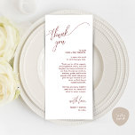 Modern Wedding Dinner Place Setting Thank You Card<br><div class="desc">Introducing the perfect finishing touch to your wedding reception - our elegant aesthetic burgundy red Wedding Thank You Place Setting Cards, with card title "Thank you" ! Designed to express your heartfelt appreciation for each guest's presence on your special day, these cards are the ideal way to add a personal...</div>