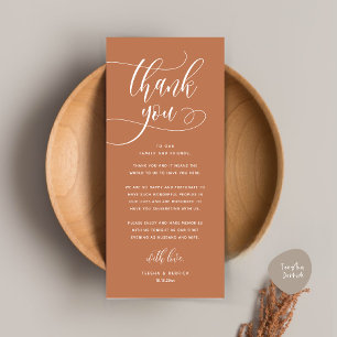 Modern Wedding Dinner Place Setting Thank You Card