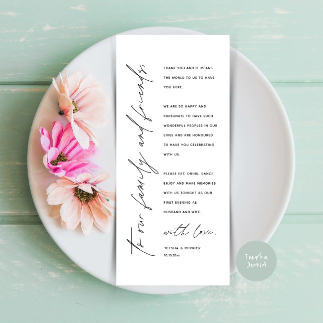 Modern Wedding Dinner Place Setting Thank You Card (Modern Wedding Dinner Place Setting Thank You Card in Classy White Black)
