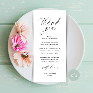 Modern Wedding Dinner Place Setting Thank You Card