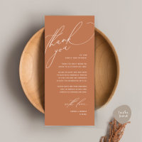 Modern Wedding Dinner Place Setting Thank You Card