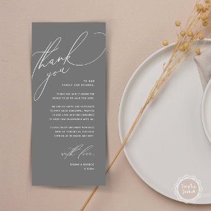 Modern Wedding Dinner Place Setting Thank You Card