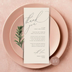 Modern Wedding Dinner Place Setting Thank You Card