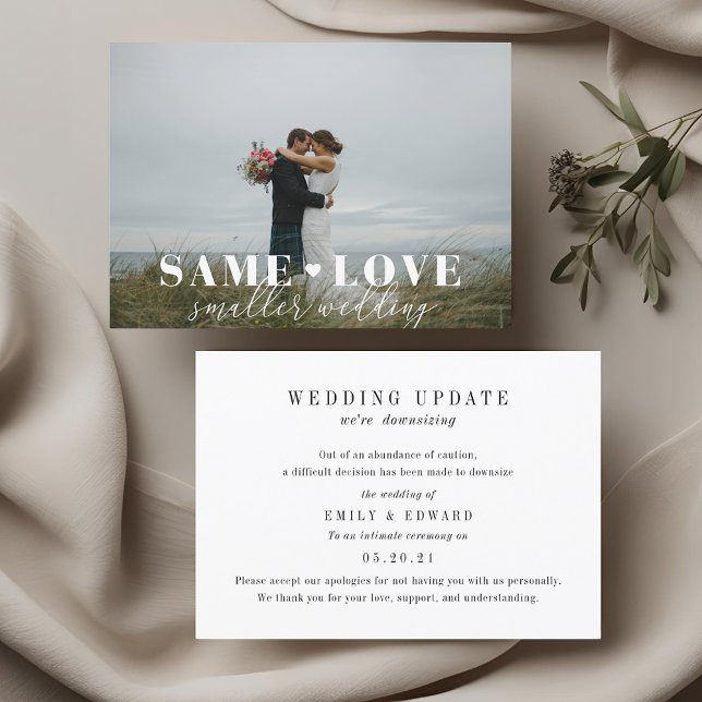 Modern Wedding Downsize Announcement Photo Card (Creator Uploaded)