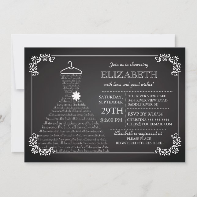 Modern Wedding Dress Bridal Shower Invitation (Front)