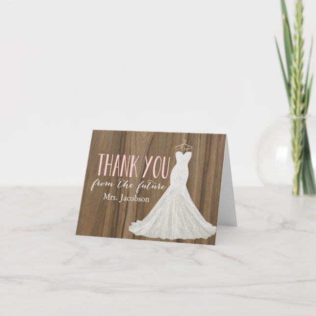 Modern Wedding Dress | Bridal Shower Thank You Card (Front)