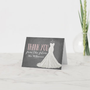 Modern Wedding Dress Bridal Shower Thank You Card