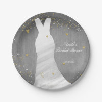 Modern Wedding Dress Confetti Hearts Bridal Shower
