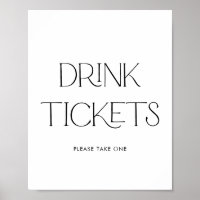 Modern Wedding Drink Ticket Sign