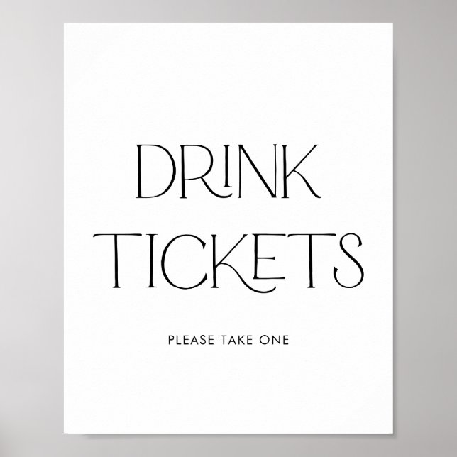 Modern Wedding Drink Ticket Sign (Front)
