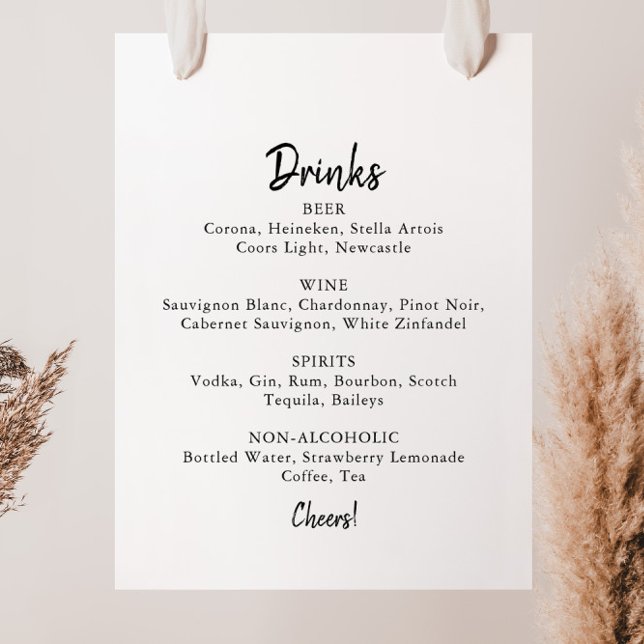 Modern Wedding Drinks Menu Sign (Creator Uploaded)