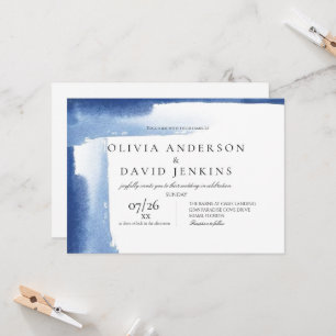 Modern Wedding Elegant Blue Ocean Beach Wedding Invitation