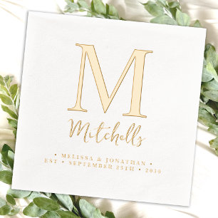 Modern Wedding Elegant Chic Custom Monogram Gold Foil Napkins