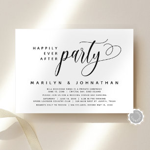 Modern Wedding Elopement Happily Ever After Party Invitation