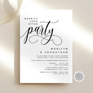 Modern Wedding Elopement Happily Ever After Party Invitation