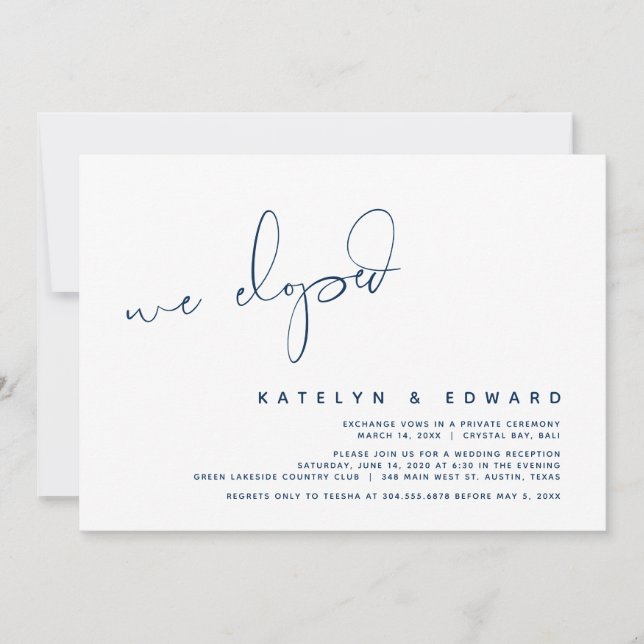 Modern Wedding Elopement, Surprise, we eloped Invitation (Front)