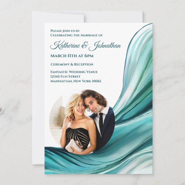 Modern Wedding-Emerald Green-Photo- Invitation (Front)
