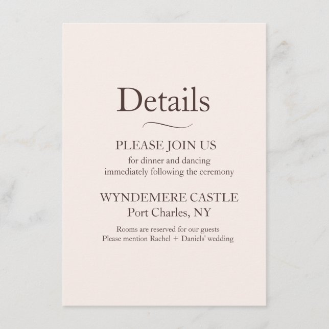 Modern Wedding Enclosure Card (Front)