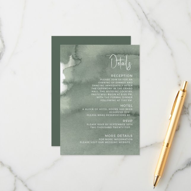 Modern wedding Enclosure Card  Details. (Front/Back In Situ)