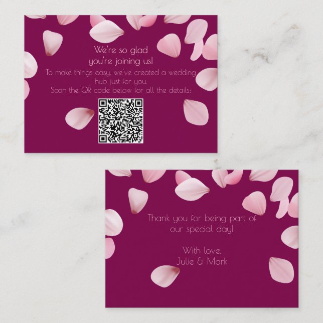 Modern Wedding Enclosure Card with QR Code (Front/Back)