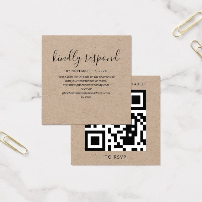 Modern Wedding Enclosure QR Code RSVP Website Card (Office)