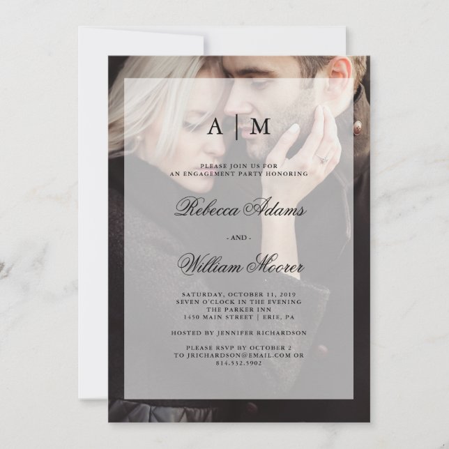 Modern Wedding Engagement Party | Photo Overlay Invitation (Front)