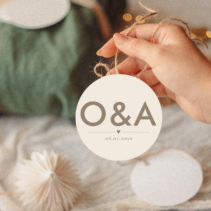 Modern Wedding Envelope Monogram Light Neutral Classic Round Sticker