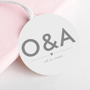 Modern Wedding Envelope Monogram   Light Silver Classic Round Sticker