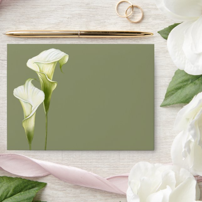 Modern wedding envelopes with calla lilies.  (Wedding)