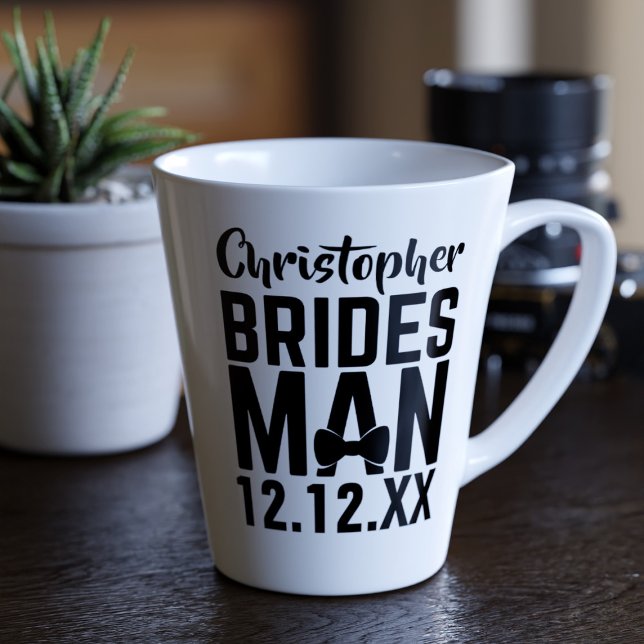 Modern Wedding Favour for Bridesman Latte Mug (Creator Uploaded)