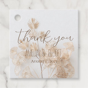Modern Wedding Favour gold floral elegant thank yo Tags