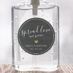 Modern Wedding Favour Hand Sanitizer Chalkboard Classic Round Sticker<br><div class="desc">Custom-designed bridal shower/wedding party hand sanitizer favour labels/stickers featuring "spread love not germs" in modern hand calligraphy with gold glitter heart design.</div>