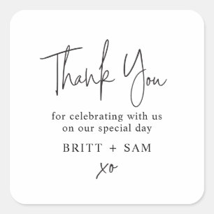 Modern Wedding Favour Script Handwritten Custom Cl Square Sticker