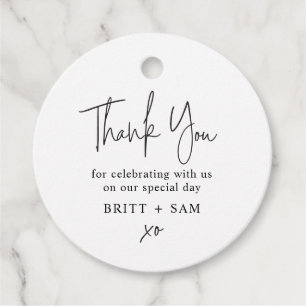 Modern Wedding Favour Script Handwritten Custom Favour Tags