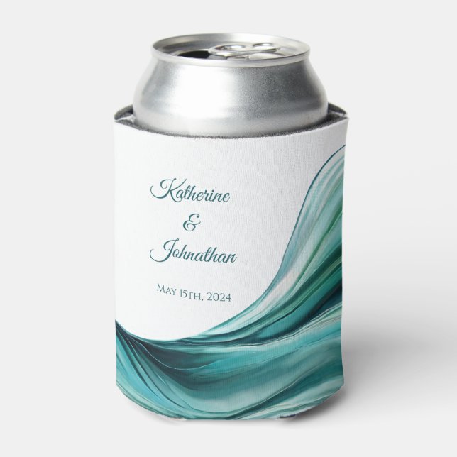 Modern Wedding Favours-Emerald Green- Can Cooler (Can Front)